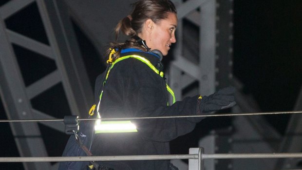 Pippa Middleton climbing the Sydney Harbour Bridge on Wednesday night.