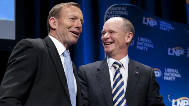 Prime Minister Tony Abbott and Premier Campbell Newman at the LNP party state convention in July.
