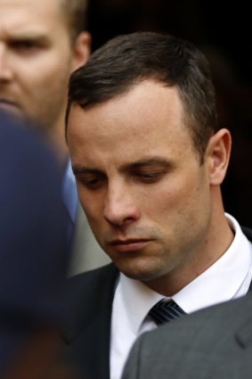 Oscar Pistorius  leaves the high court Tuesday after he broke down and sobbed in the witness stand.