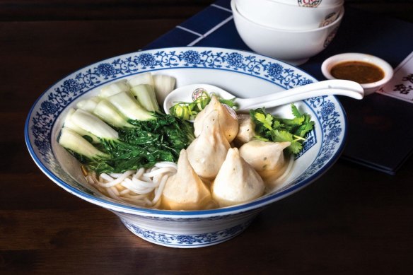 Fish ball with roe and noodles in superior soup at GO Noodle House.