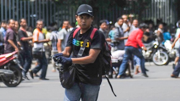 One of the suspected terrorists during the fatal attack in Jakarta in January 2016.