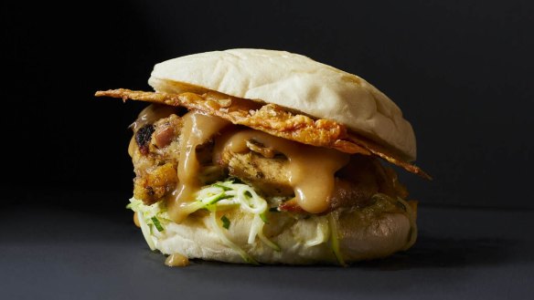 Chicken skin adds a crunchy element to a sandwich, such as King William's Brigadier in Melbourne.
