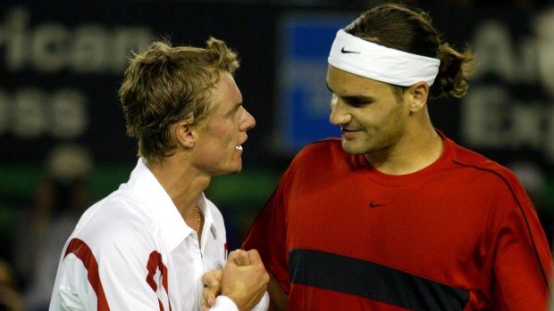 Long-running rivalry: Lleyton Hewitt and Roger Federer have been facing off for decades.