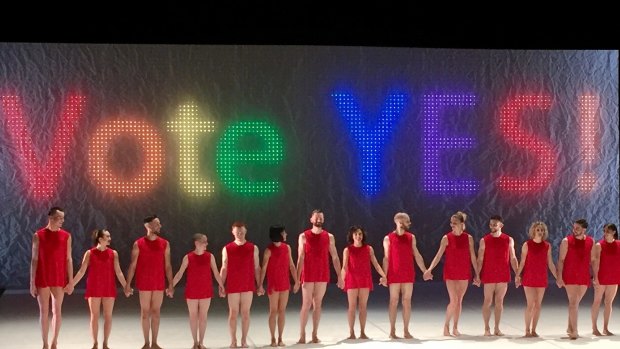 Dancers from the Sydney Dance Company make an unambiguous statement at the end of the current show 2 One Another. 