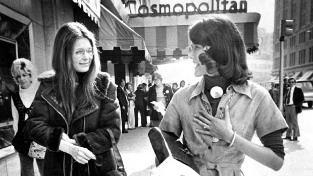 Steinem (at left) in Denver in 1974 with Colorado's first congresswoman, Pat Schroeder.
