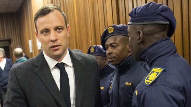Oscar Pistorius inside the High Court in Pretoria during his trial.
