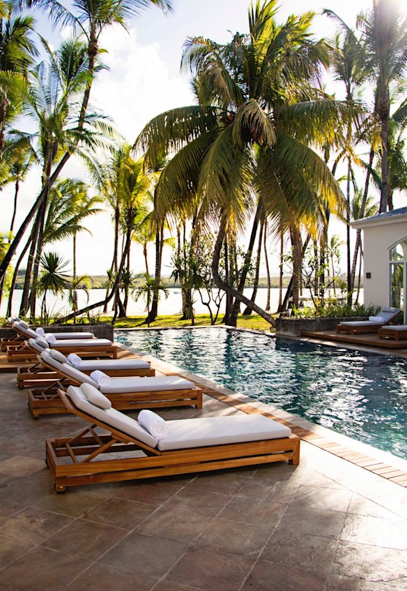 Poolside at One & Only Le St Geran Mauritius.
