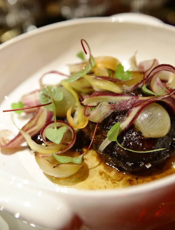 Chianti beef cheeks with carrot and radicchio. 