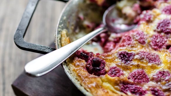 Raspberry clafoutis.