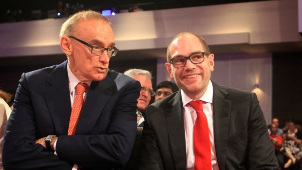 Former NSW premier Bob Carr with Jamie Clements.