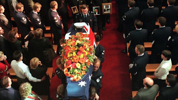 The funeral of murdered policeman Rodney Miller.