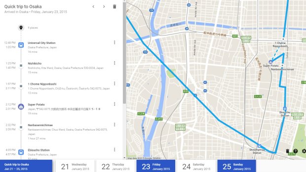 Google's 'Your Timeline' shows a map of your past trips along with step-by-step details.