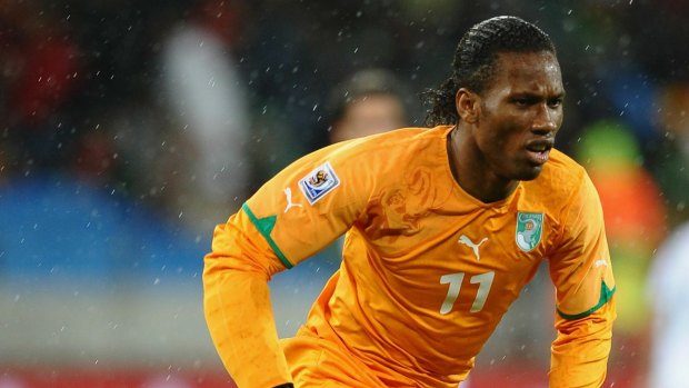 Didier Drogba of Ivory Coast in action during the 2010 FIFA World Cup in South Africa.