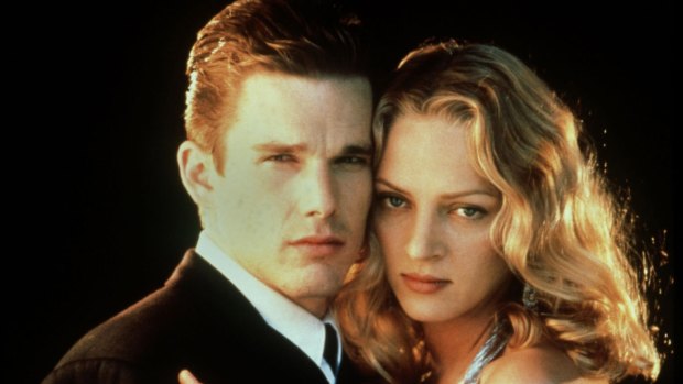 Ethan Hawke as Vincent Freeman and Uma Thurman as  Irene Cassini in <i>Gattaca</i>.