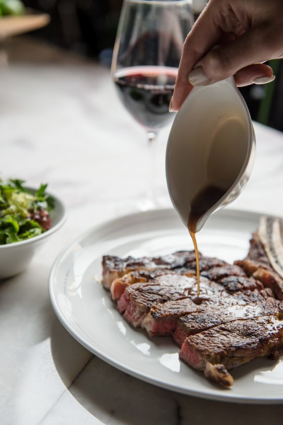 Steak and sauce and red wine - the perfect combination. 