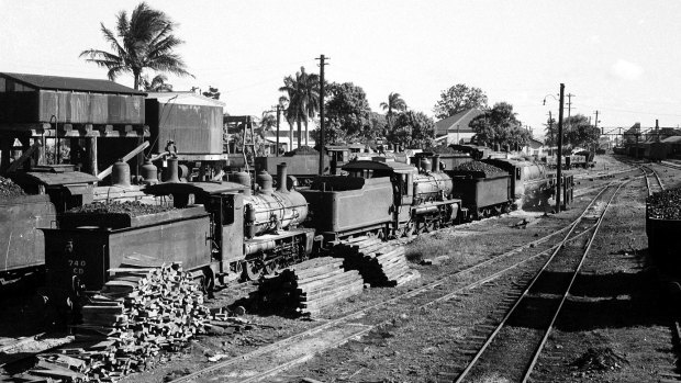 The last steam train depot in Queensland in Mackay. 1969.