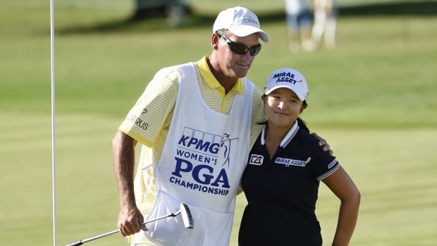 Kim Sei-young with caddie, Paul Fusco,  who has been booted from the US Women's Open. 