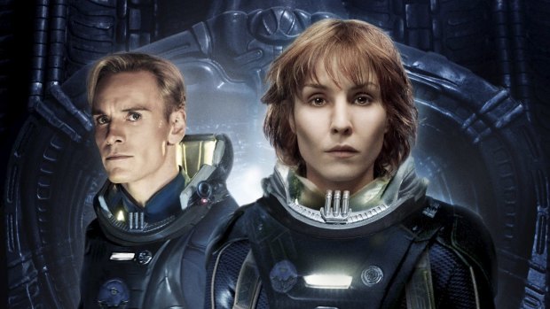 Michael Fassbender and Noomi Rapace in <i>Prometheus.</i>