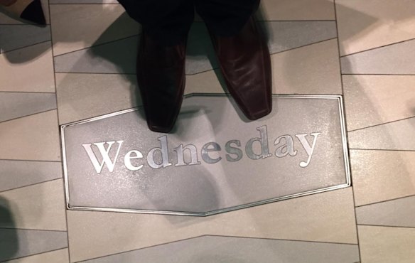 Floor tiles which tell you the date in every lift on the Ovation of the Seas are changed every day.