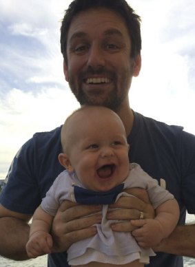 John O'Brien and his baby boy, Jude, who is missing in the Rozelle explosion. 

