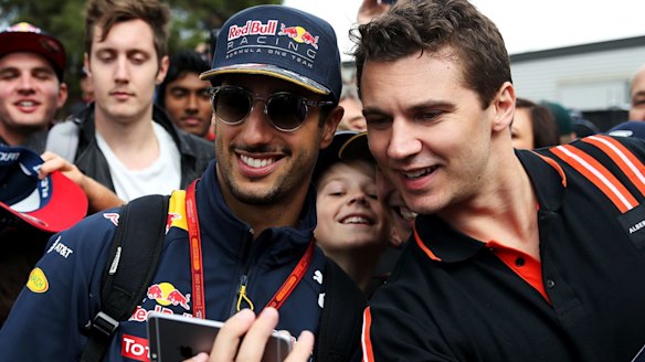 Daniel Ricciardo arrives at the circuit at Albert Park.