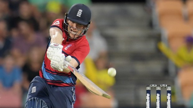 Six and out: Eoin Morgan could miss the rest of the T20 series through injury.