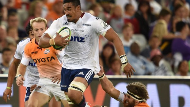 Blues captain Jerome Kaino on a run against the Cheetahs at the Free State Stadium.