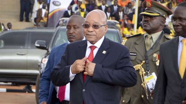 Jacob Zuma arrives for the inauguration ceremony of Ugandan President Yoweri Museveni's fifth term in Kampala last week.