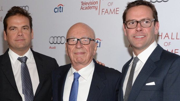 Keeping it in the family: Lachlan, Rupert and James Murdoch.