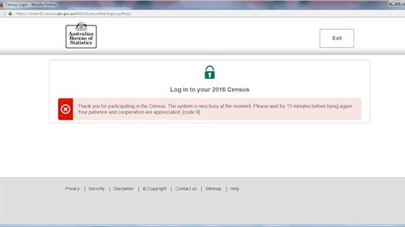 The Census website crashed as an  estimated 16 million people tried to log on on Tuesday.