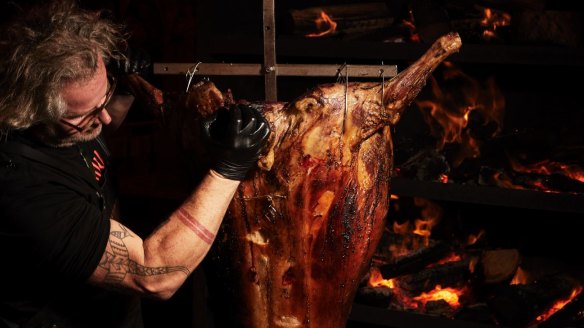 Direct from Sao Paulo is chef Paula Labaki cooking whole cows over the fire.