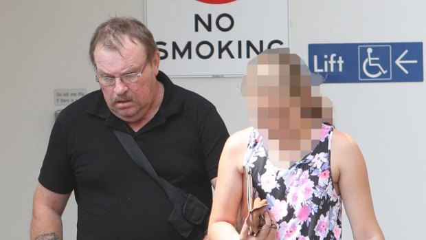 George William Hodges (left) leaving Wollongong court on Monday.