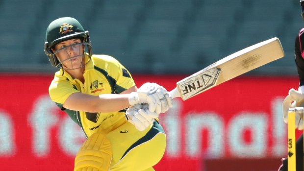 Power hitting: Elyse Villani smashed 73 not out off 47 balls in the Southern Stars’ 40-run win over New Zealand at the MCG.