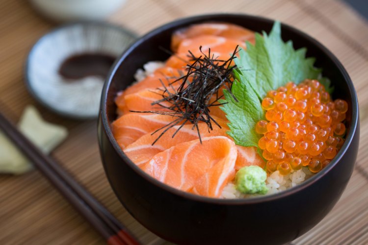 Adam Liaw's salmon oyakodon.