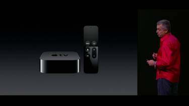 The new Apple TV has a touch-enabled remote and a microphone for making commands.