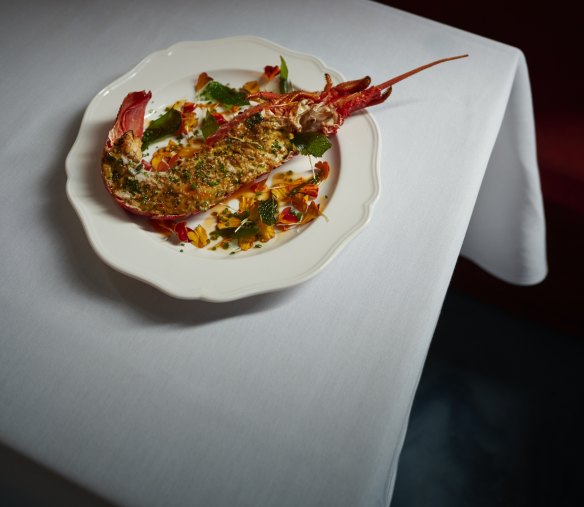 Half-lobster with chilli sambal is one of several seafood dishes that reference the sailing theme.