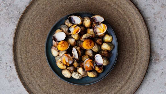 Stuffed Queen clams from Northern Norway with its own roe and blackcurrant wood fudge.