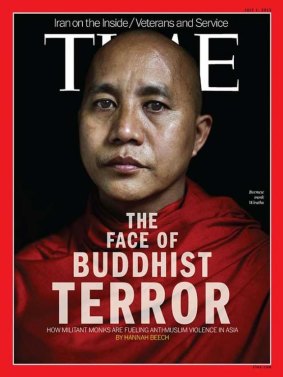 The 2013 <i>Time</i> magazine cover on which Wirathu was dubbed "The Face of Buddhist Terror".