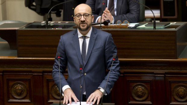 Belgian Prime Minister Charles Michel addresses Parliament.