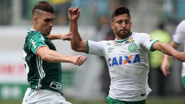 Chapecoense defender Alan Ruschel, left, survived the Colombia plane crash. 