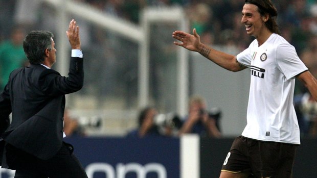 Together again: Jose Mourinho and Zlatan Ibrahimovic during their Inter Milan days.