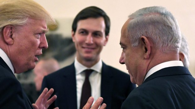 US President Donald J Trump and White House senior adviser Jared Kushner meet with Israel Prime Minister Benjamin Netanyahu  in Jerusalem, Israel. 