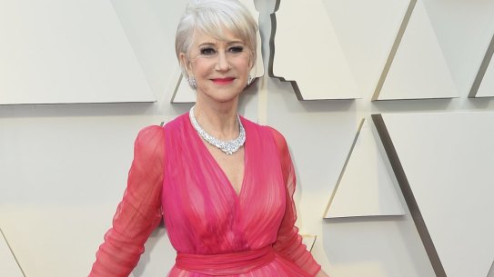 Helen Mirren arrives at the Oscars at the Dolby Theatre in Los Angeles.