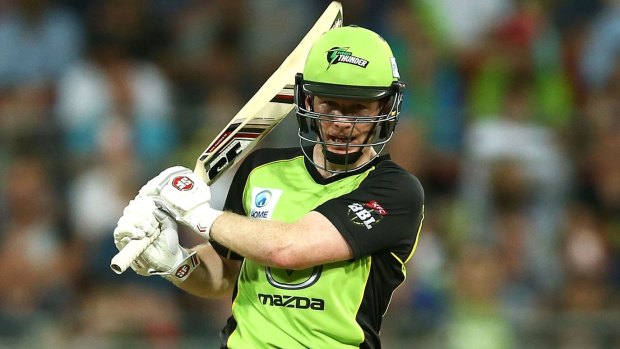 Sydney Thunder gun Eoin Morgan hit the winning six off the last ball of the innings against the Melbourne Stars on Wednesday night.
