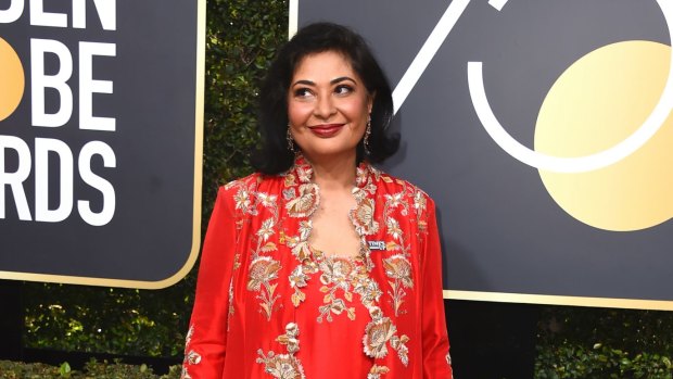HFPA President Meher Tatna arrives at the 75th annual Golden Globe Awards at the Beverly Hilton Hotel on Sunday, Jan. 7, 2018, in Beverly Hills, California.