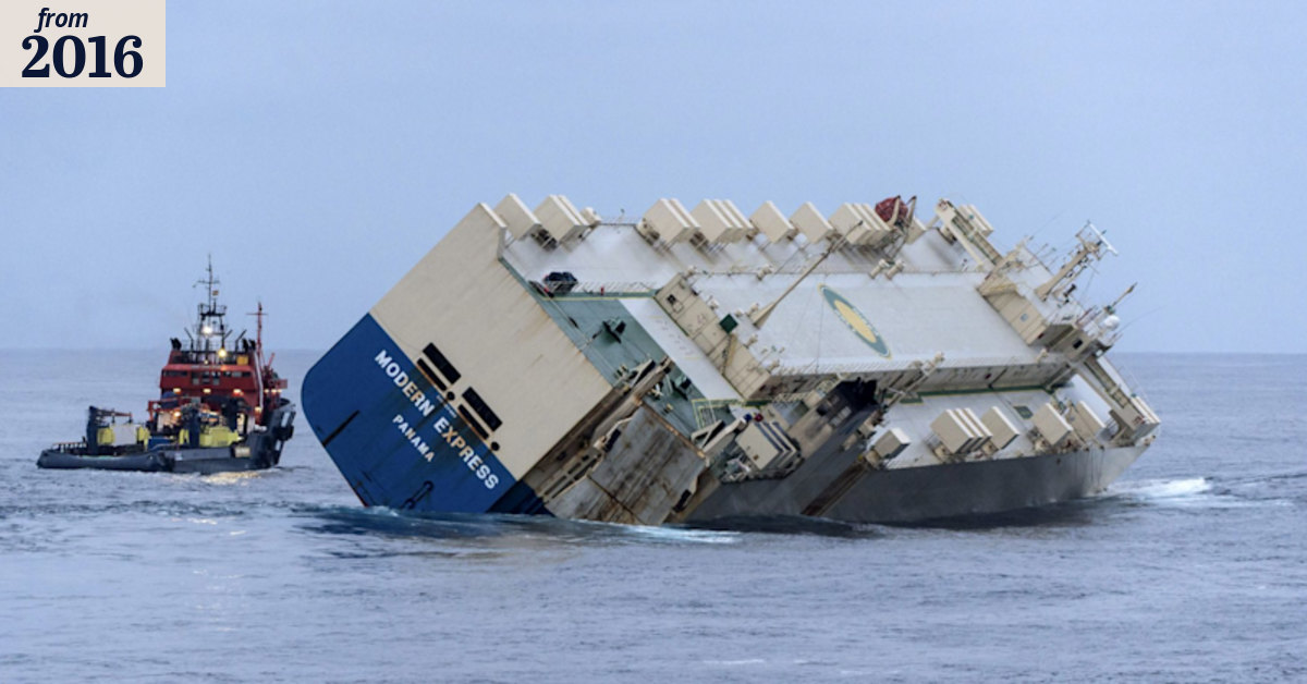 Tilting cargo ship Modern Express turned from collision course with ...