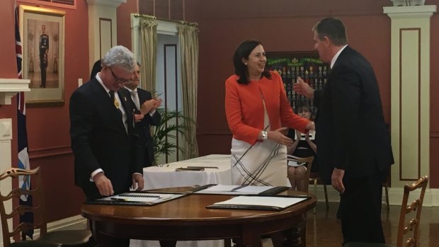 New Local Government Minister and Aboriginal and Torres Strait Islander Partnerships Minister Mark Furner is sworn into Queensland cabinet.