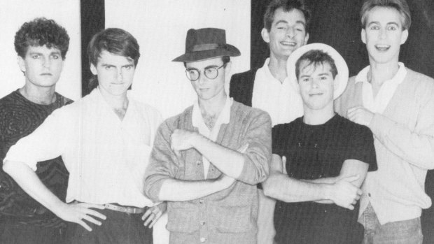 Split Enz in 1984, the year the band split. From left, Tim Finn, Neil Finn, Nigel Griggs, Noel Crombie, Paul Hester and Eddie Rayner.