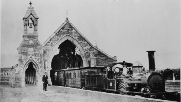 The Rookwood Cemetery Railway Station circa 1885 more than 70 years before it was moved and reconstructed as the All Saints Anglican church in Ainslie.