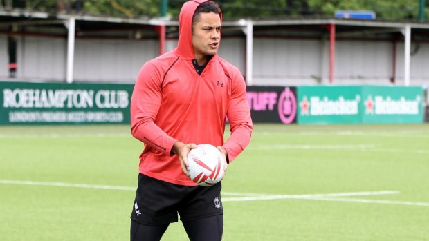 Jarryd Hayne during a Fijiian Rugby Union training session in London.
